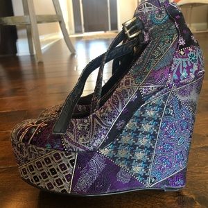 Aldo purple brocade wedge